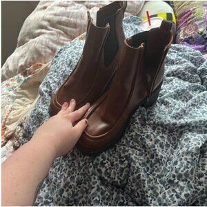 London Underground Brown Faux Leather Size 10 Chelsea Boots